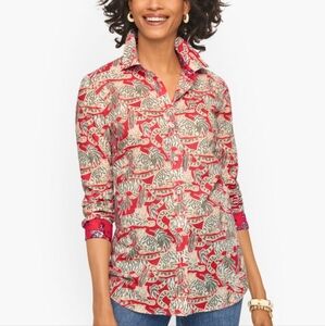Talbots Tiger Print Button Up Shirt #2205